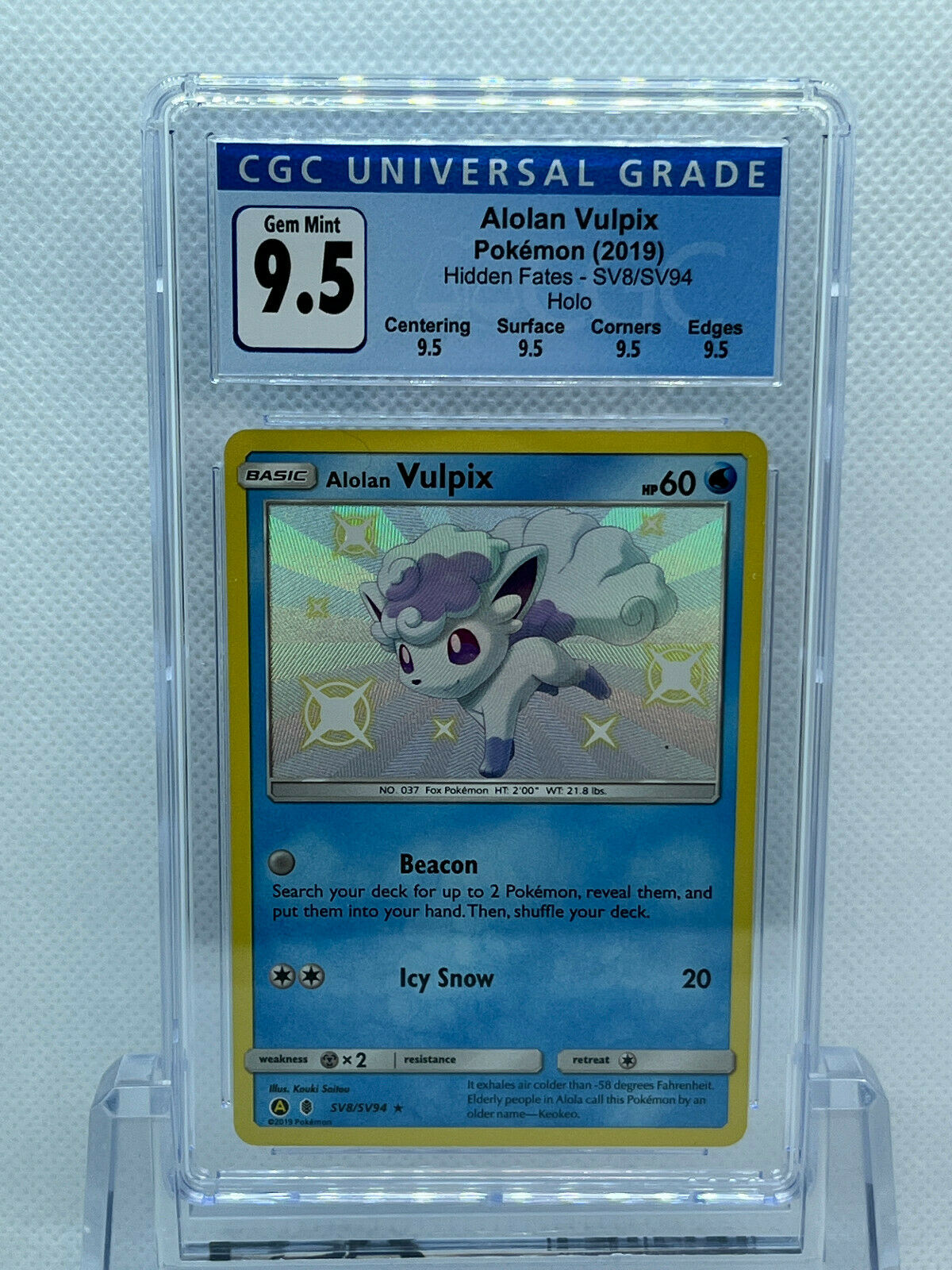 Pokémon Hidden Fates Shiny Vault SV8/SV94 Shiny Alolan Vulpix CGC 9.5 Gem Mint