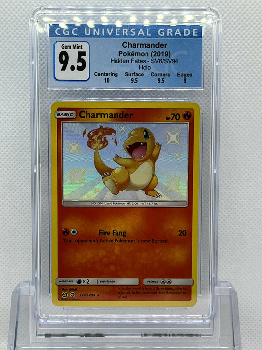 Pokémon Hidden Fates Shiny Vault SV6/SV94 Charmander CGC 9.5 Gem Mint Subgrades