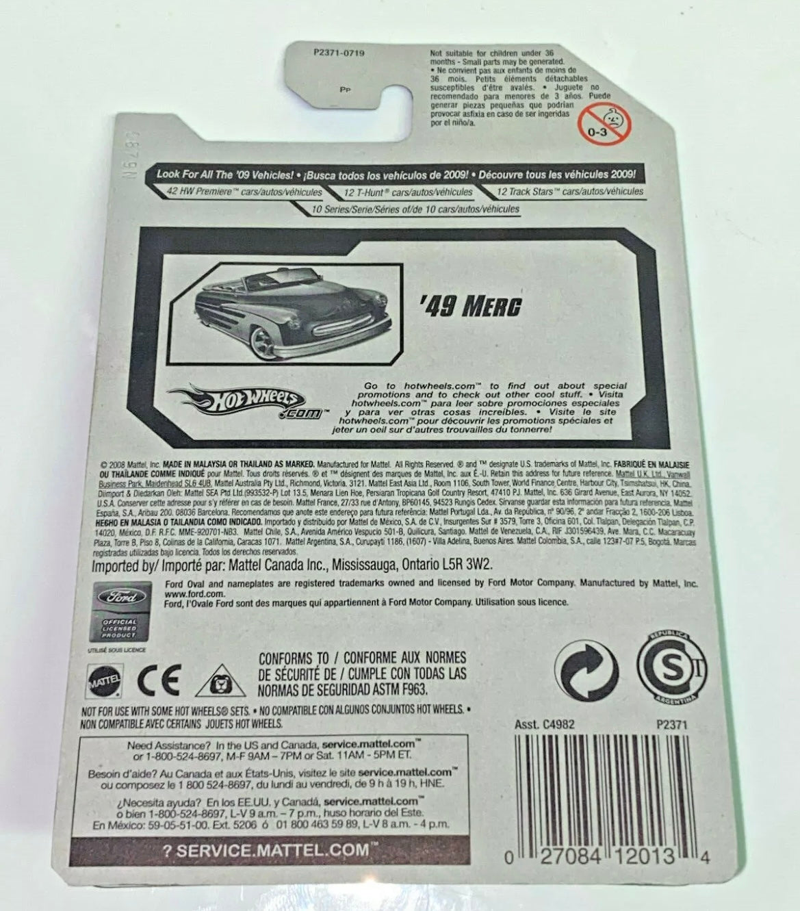 2009 Hot Wheels Super Treasure Hunt '49 Merc With Protector International Card