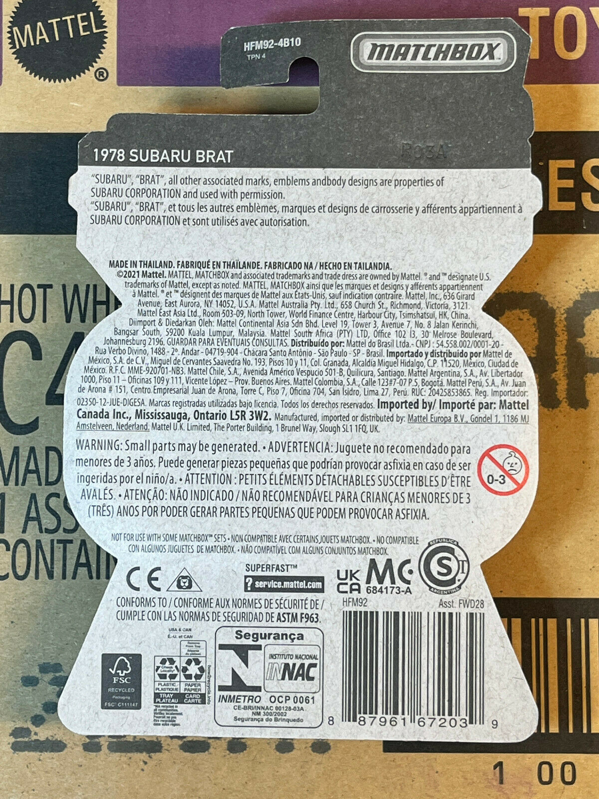 2022 Matchbox Moving Parts 1978 Subaru Brat Opening Hood NIP