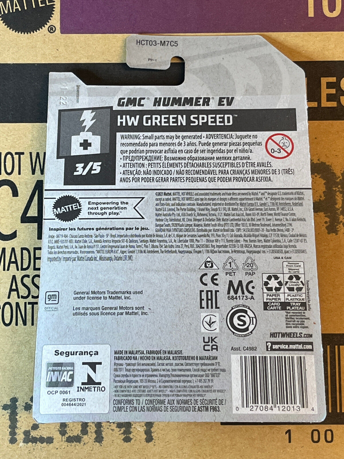 2022 Hot Wheels HW Green Speed #3/5 GMC Hummer EV #130/250 (Soft Corners)