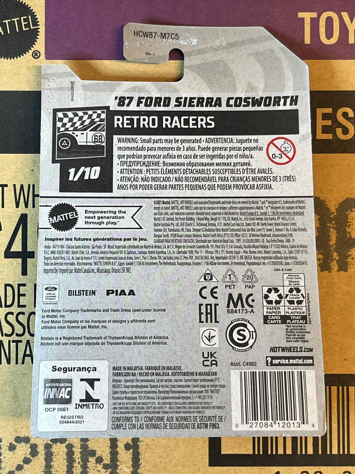 2022 Hot Wheels Retro Racers #1/10 '87 Ford Sierra Cosworth Blue (Soft Corners)