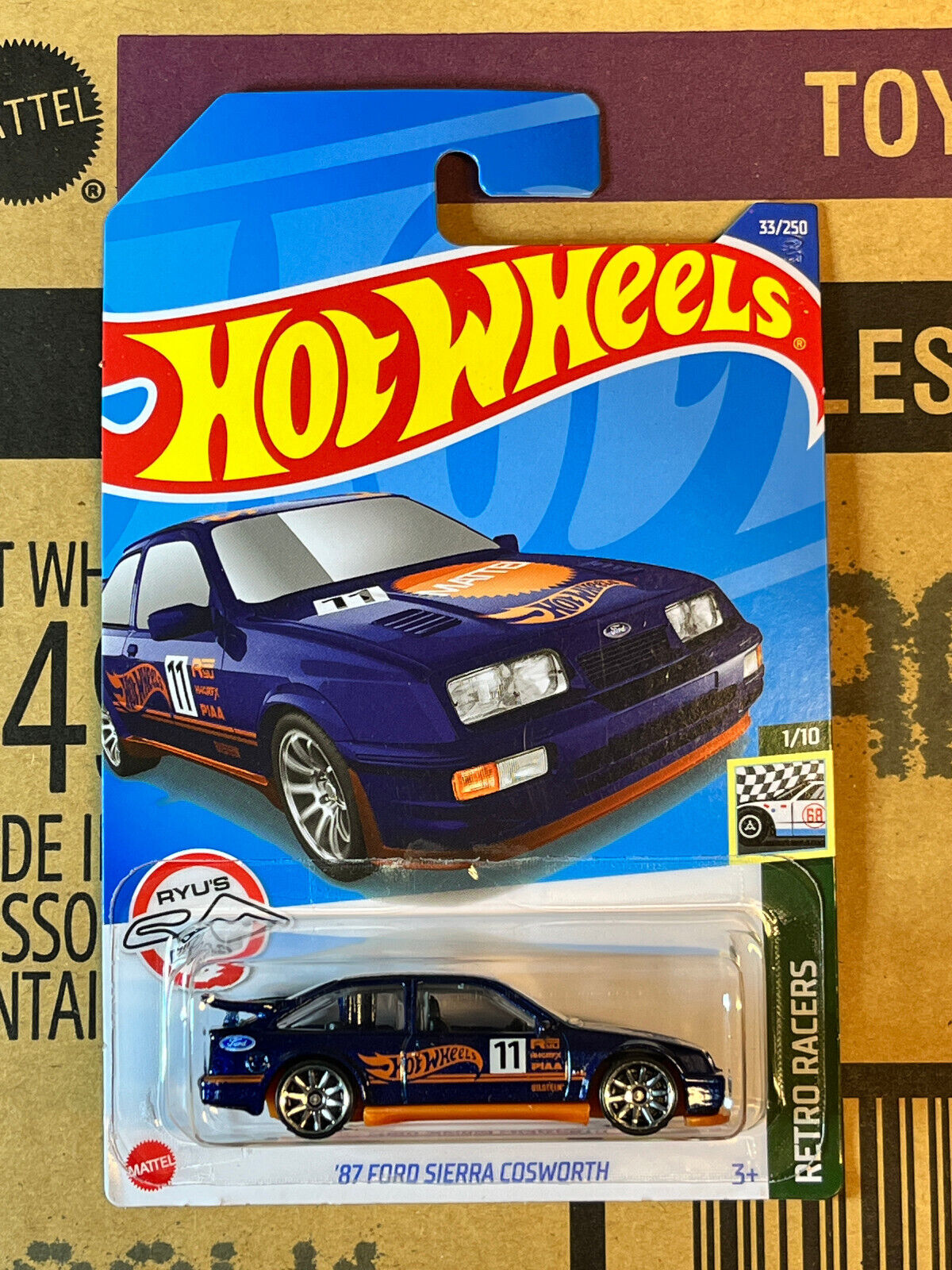 2022 Hot Wheels Retro Racers 1 10 87 Ford Sierra Cosworth Blue 33 2 Cars N Cards