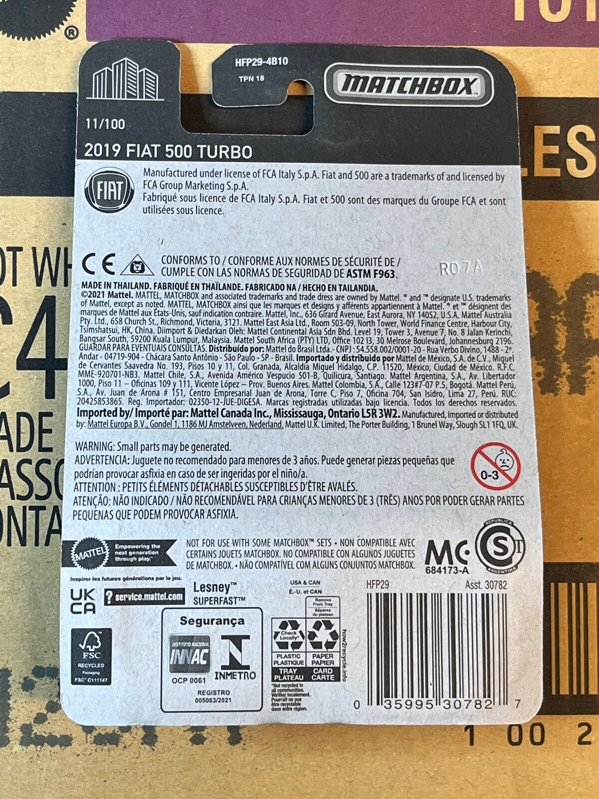 2022 Matchbox MBX City #11/100 2019 Fiat 500 Turbo Blue NIP