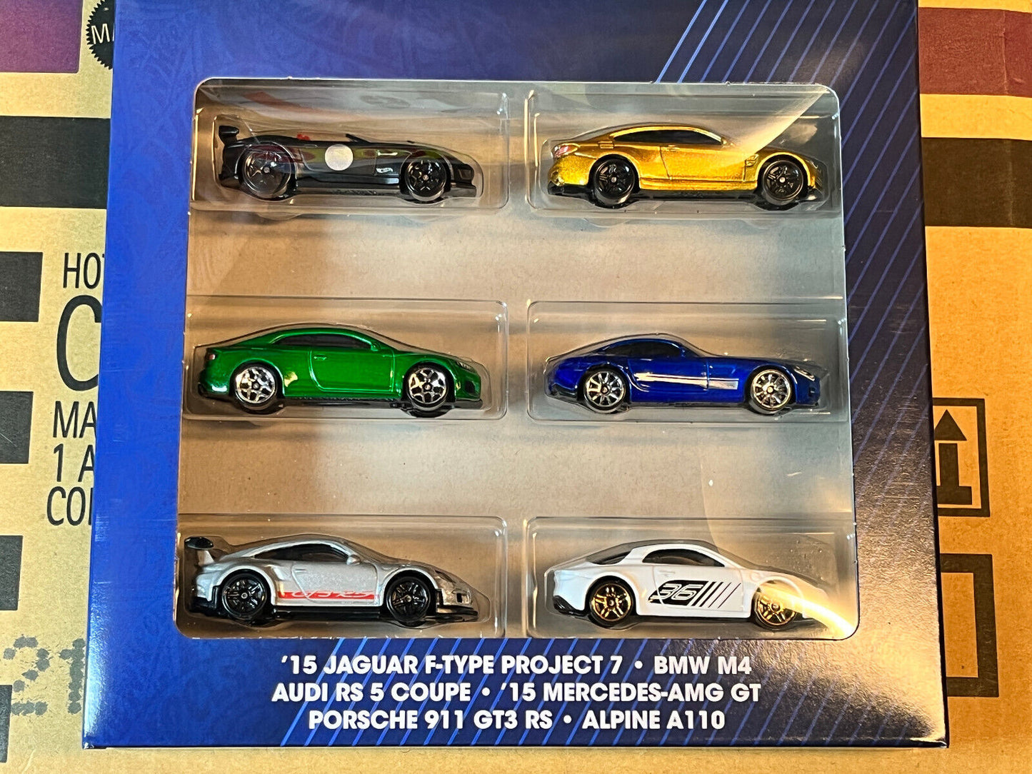 2022 Hot Wheels Euro Exotics 6 Pack (Jaguar, BMW, Audi, Porsche, Alpine, AMG)