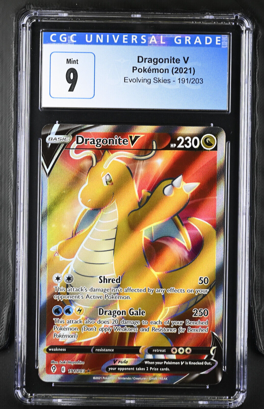 Pokémon (2021) Evolving Skies 191/203 Dragonite V CGC 9 Mint