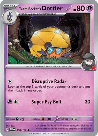 Team Rocket's Dottler 88 - SV10 Destined Rivals Reverse Holofoil