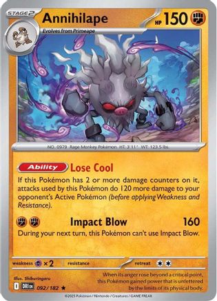 Annihilape 92 - SV10 Destined Rivals Reverse Holofoil