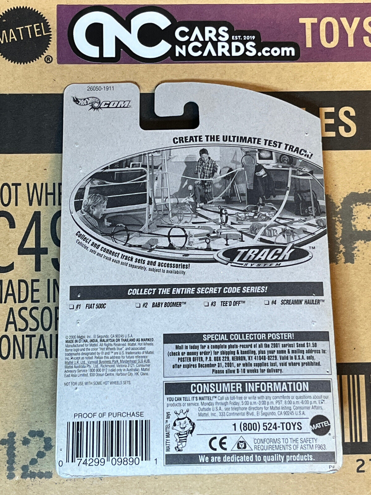 2000 Hot Wheels Secret Code Series #3/4 Tee'd Off (Card Damage)