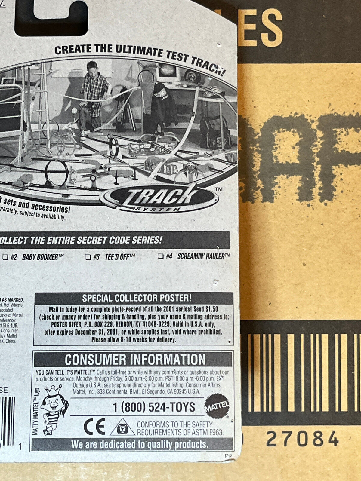 2000 Hot Wheels Secret Code Series #3/4 Tee'd Off (Card Damage)