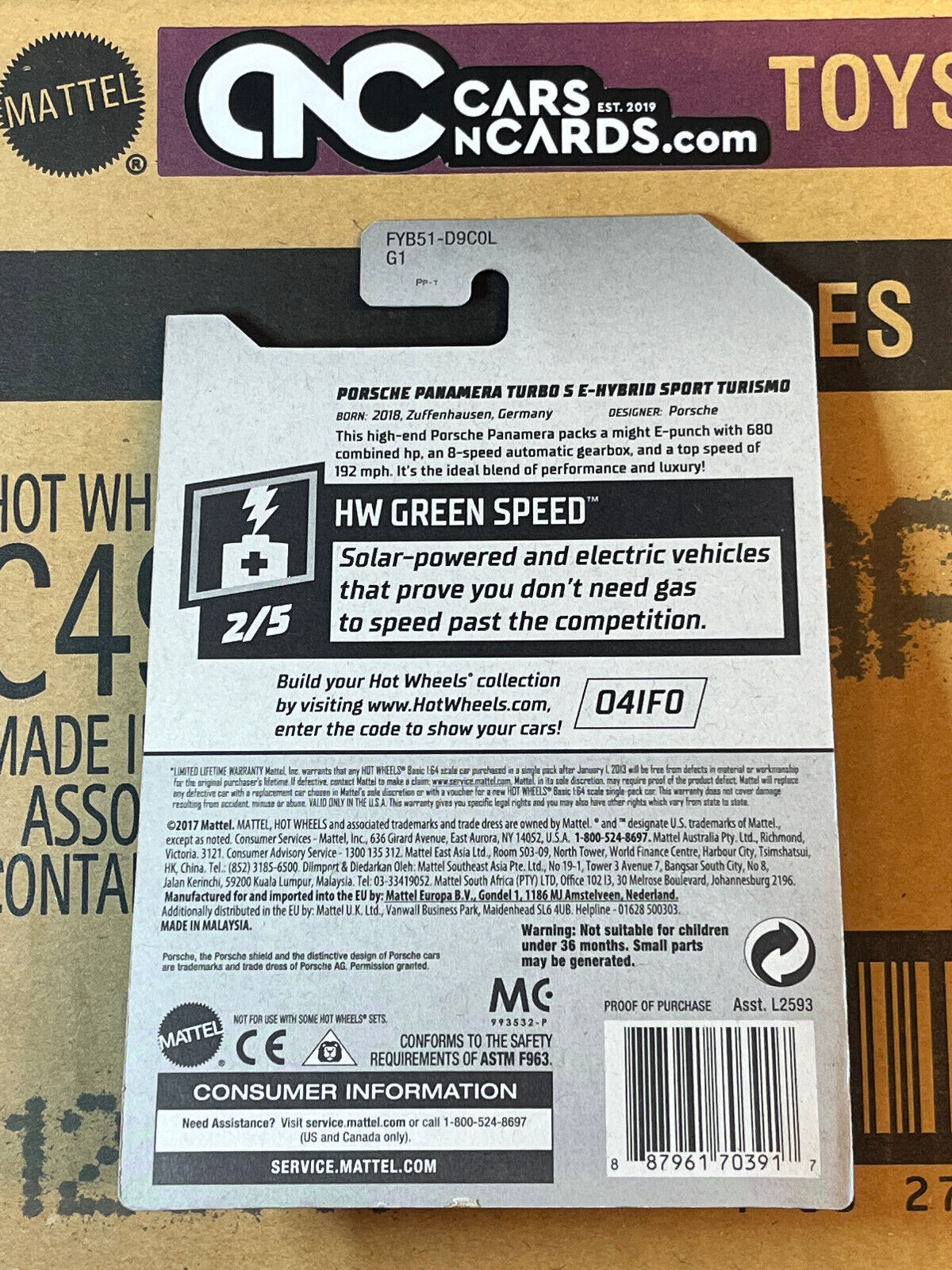 2019 Hot Wheels HW Green Speed 2/5 Porsche Panamera Turbo S E-Hybrid Sport Grey