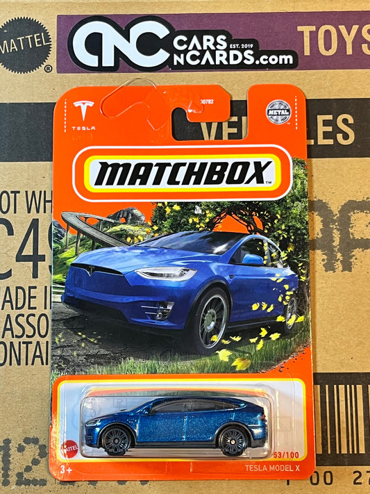 2022 Matchbox Tesla Model X Blue #53/100 Card Error