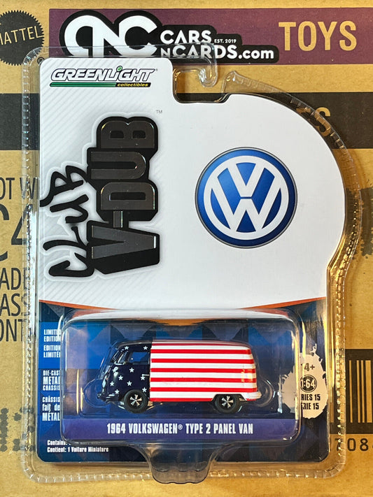 Greenlight Volkswagen 1964 Volkswagen Type 2 Panel Van V-DUB Club American Flag