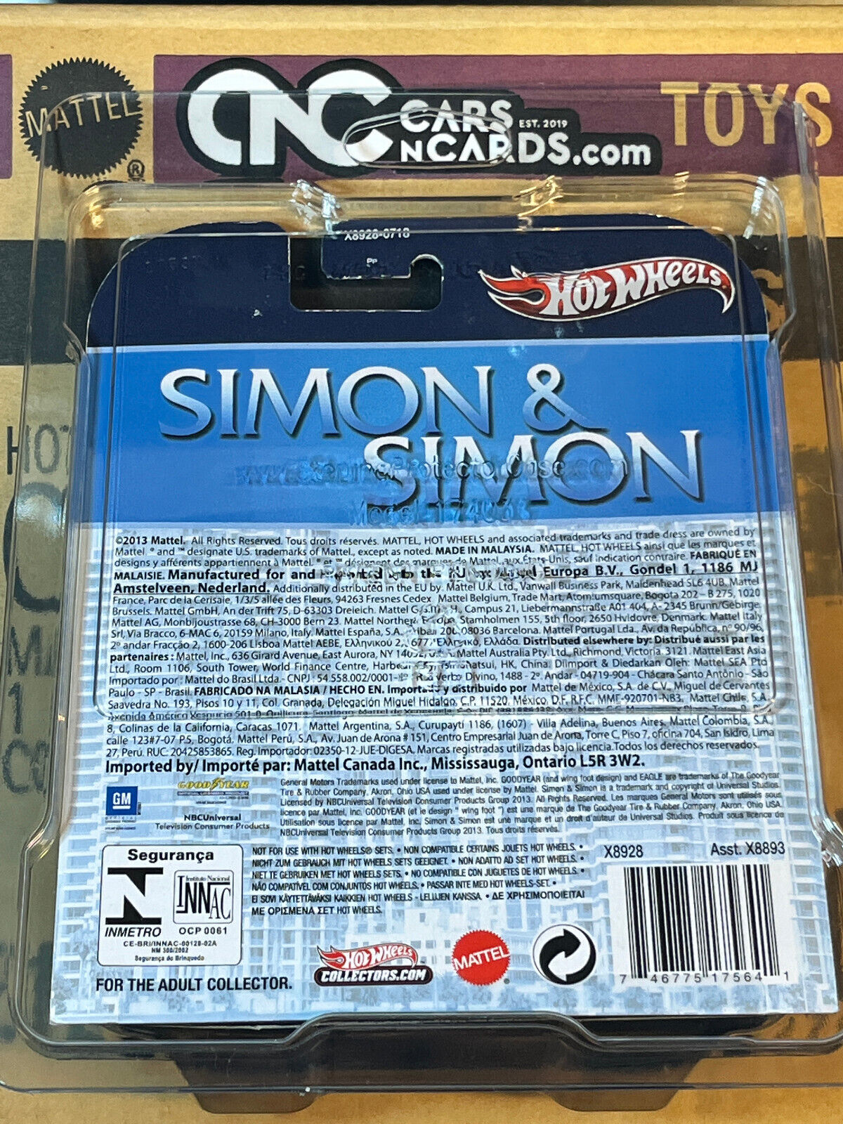 2013 Hot Wheels Retro Ent Simon & Simon 1985 Chevrolet Camaro Iroc-Z W/Protector