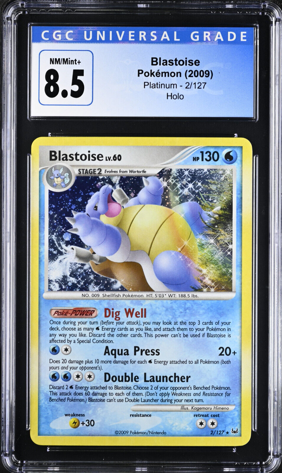 Pokémon (2009) Platinum Blastoise Holo 2/127 CGC 8.5 NM/Mint+