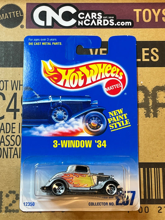 1991 Hot Wheels 3-Window '34 #257 Blue Card