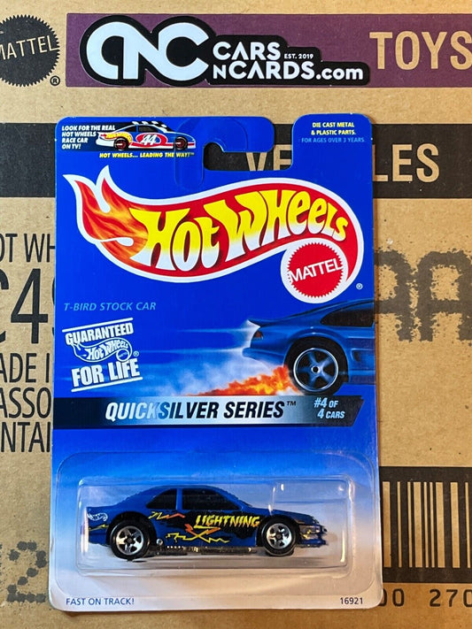 1997 Hot Wheels Quicksilver Series #4/4 T-Bird Stock Car Lightning Blue (Soft Corners)