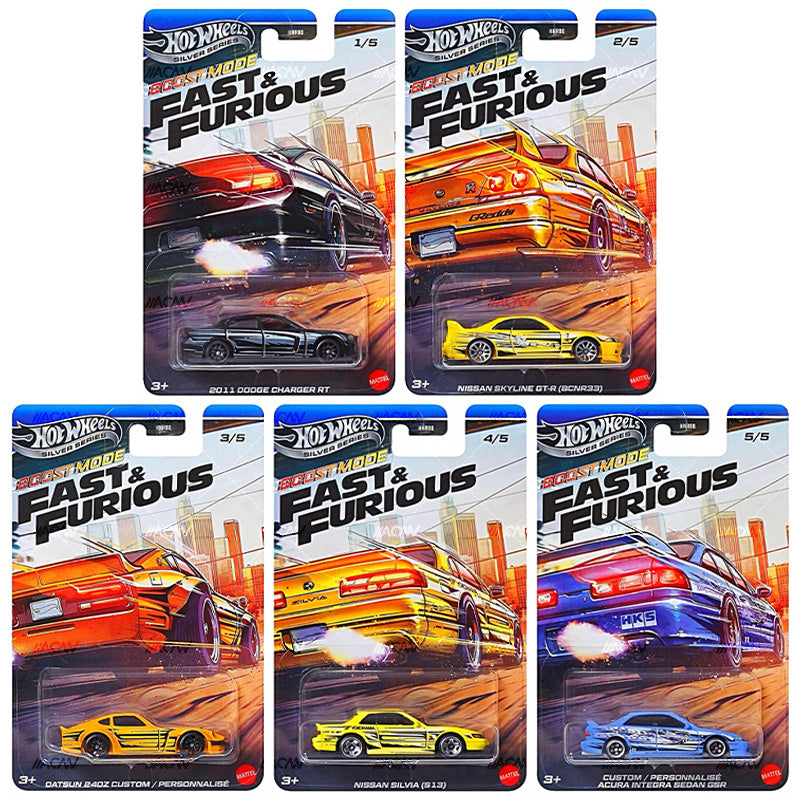 (PRE-ORDER) 2027 Hot Wheels Silver Series Fast & Furious Themed Mix #2 "Boose Mode" Full Set of 5 Case