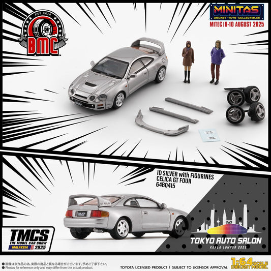 (PRE-ORDER) BM Creations 1:64 Toyota Celica GT Four-ID Silver (RHD) w/ Figures TASKL 2025 Exclusive Model 64B0415