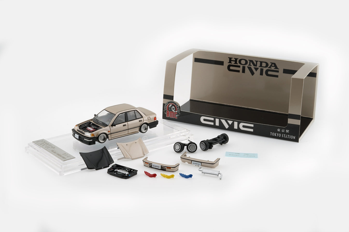 (PRE-ORDER) BM Creations 1:64 HONDA CIVIC EF2 - Champagne LHD (TOKYO STATION Exclusive Edition) 64B0451