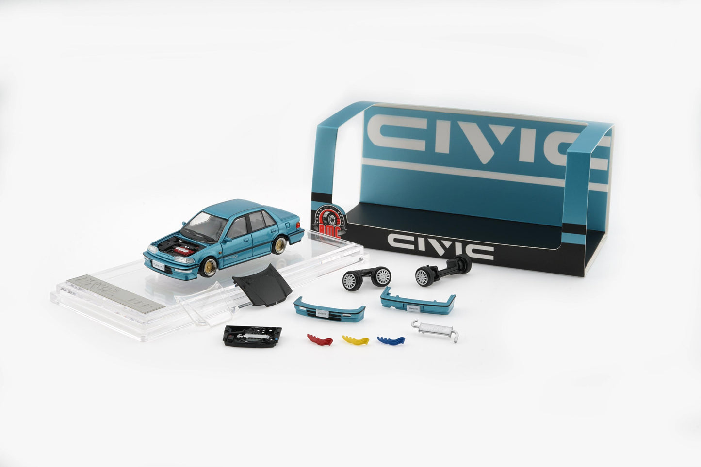 (PRE-ORDER) BM Creations 1:64 HONDA CIVIC EF2 1991 - Custom Blue with Black Bonnet LHD 64B0472