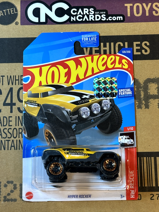 2022 Hot Wheels RLC Factory Sealed HW Rescue Hyper Rocker Yellow (Card Crease)
