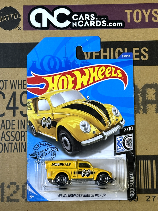2020 Hot Wheels Rod Squad 2/10 '49 Volkswagen Beetle Pickup Mooneyes Yellow
