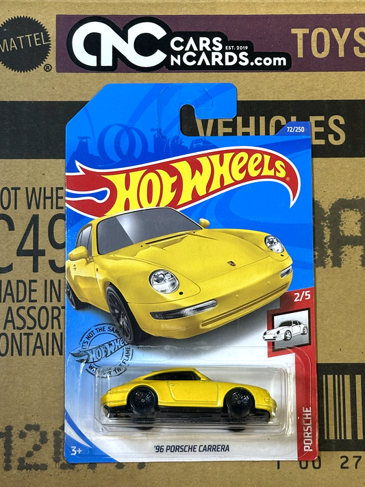 2019 Hot Wheels Porsche 2/5 '96 Porsche Carrera Yellow International Card