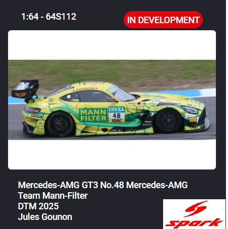 (PRE-ORDER) SPARK 1:64 Mercedes-AMG GT3 No.48 Mercedes-AMG Team Mann-Filter DTM 2025 Jules Gounon 64S112