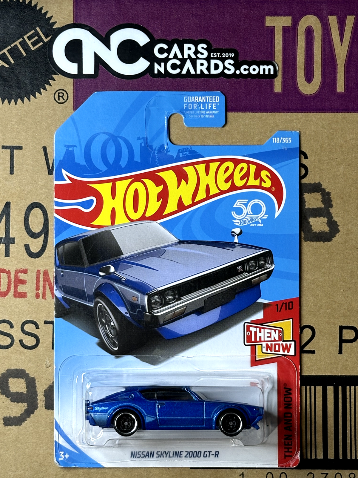 2018 Hot Wheels Then and Now 1/10 Nissan Skyline 2000 GT-R (Card Crease)