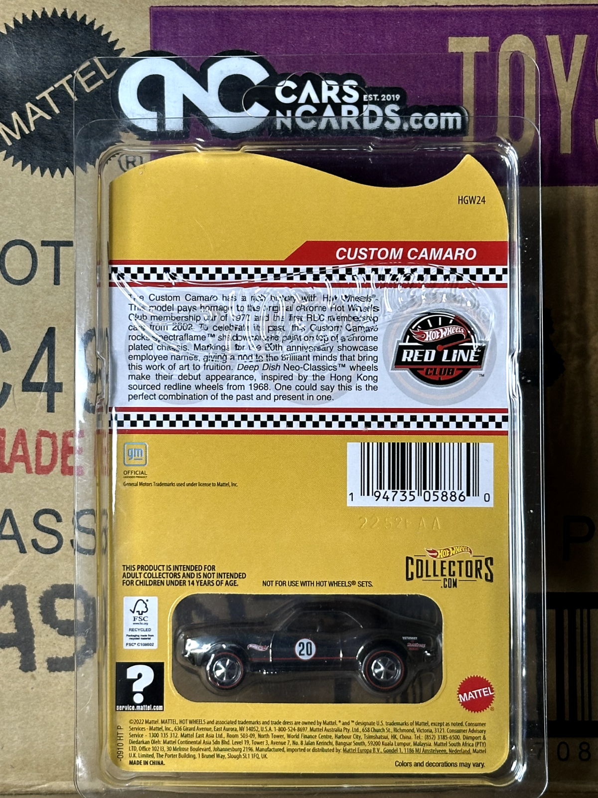 2022 Hot Wheels RLC Red Line Club Custom Camaro With Protector