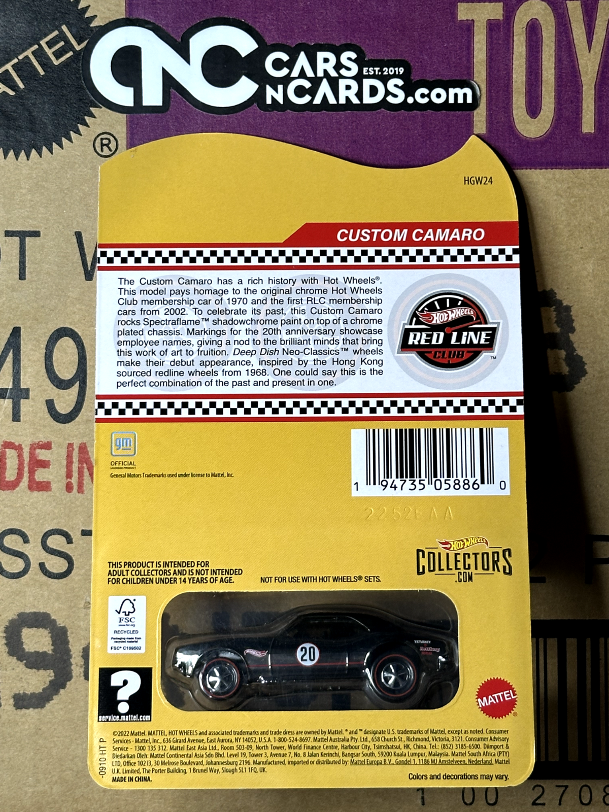 2022 Hot Wheels RLC Red Line Club Custom Camaro With Protector