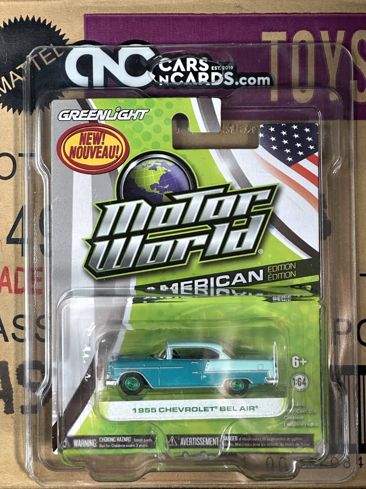 Greenlight Motor World Green Machine 1955 Chevrolet Bel Air Chase With Protector