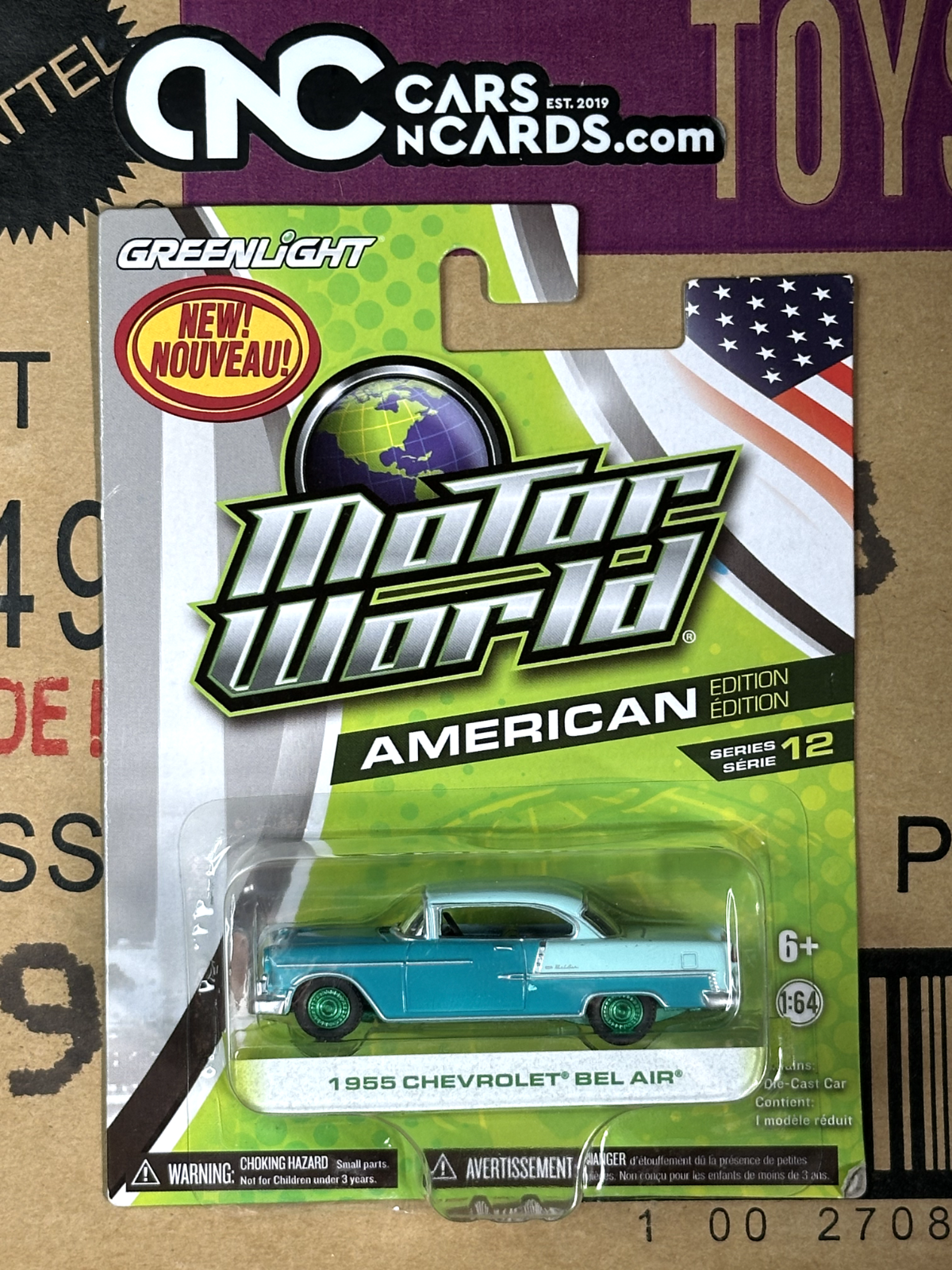 Greenlight Motor World Green Machine 1955 Chevrolet Bel Air Chase With Protector