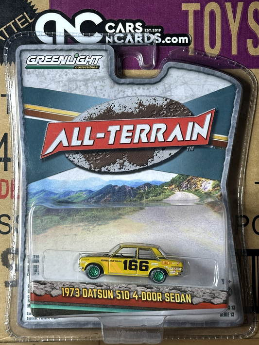 Greenlight All-Terrain 1973 Datsun 510 4 Door Sedan Green Machine Chase