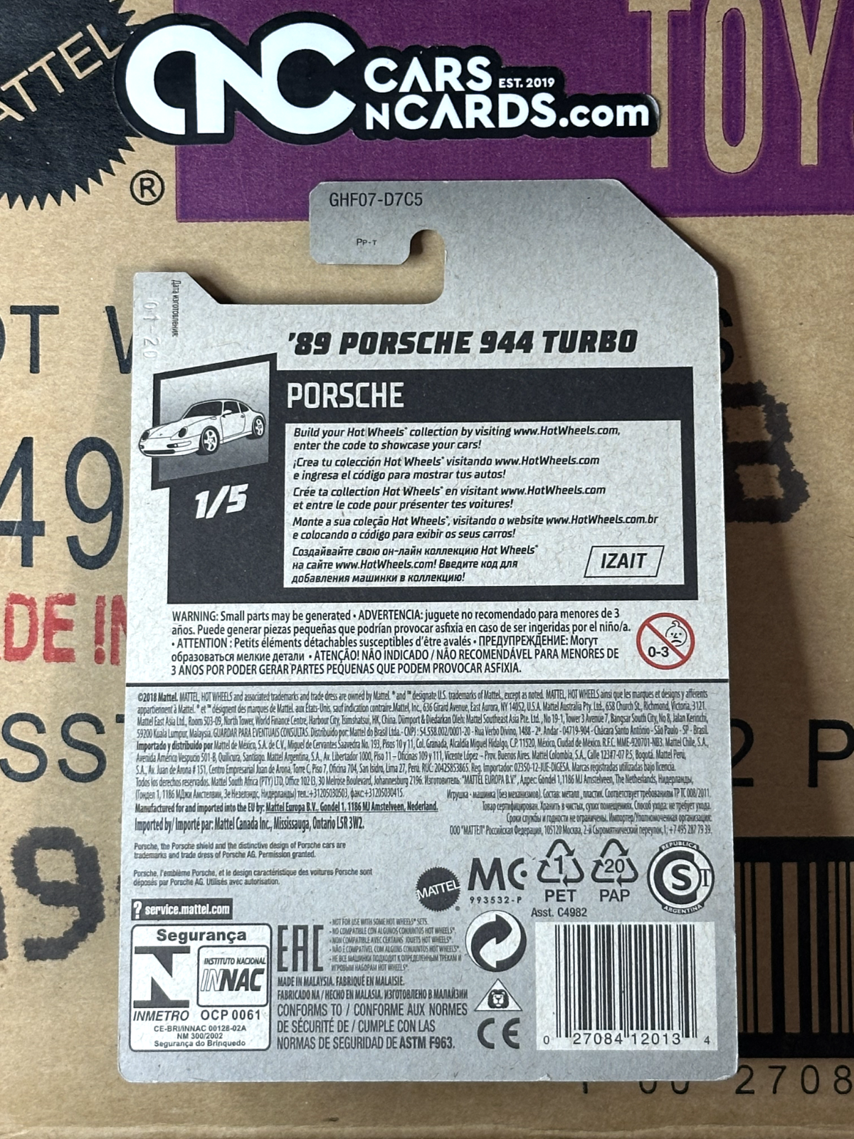 2020 Hot Wheels Porsche Series 1/5 '89 Porsche 944 Turbo Gold