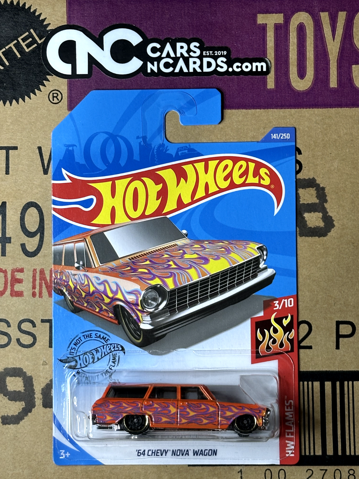 2020 Hot Wheels HW Flames 3/10 '64 Chevy Nova Wagon Red With Flames NIP
