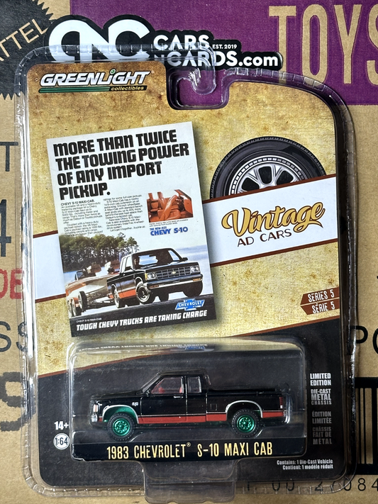 Greenlight Vintage Ad Cars 1983 Chevrolet S-10 Maxi Cab Green Machine Chase