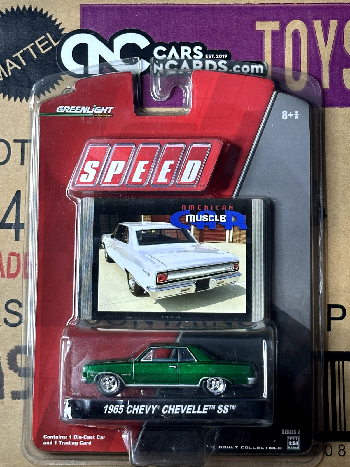 Greenlight Speed Green Machine Chase 1965 Chevrolet Chevelle SS Crushed Blister