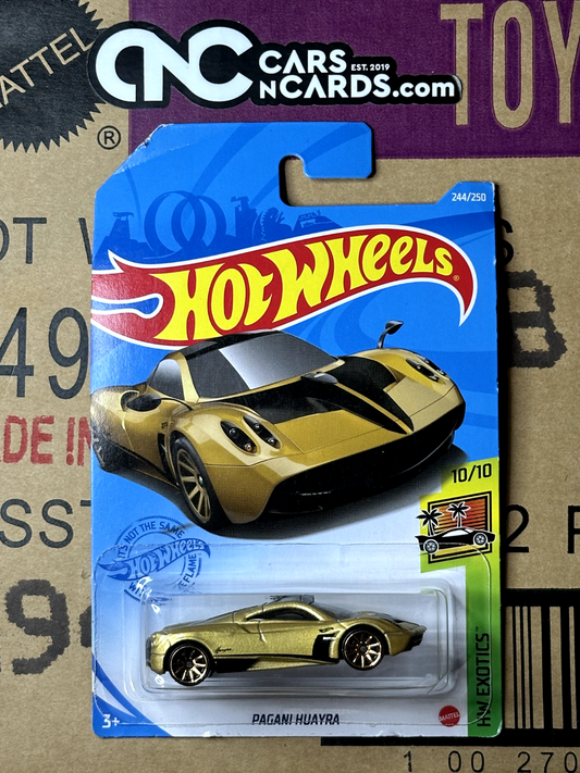 2021 Hot Wheels HW Exotics #10/10 Pagani Huayra Gold (Card Damage)