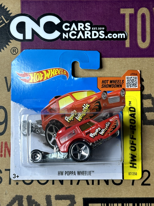 2014 Hot Wheels HW Off Road HW Poppa Wheelie Short Card Red (Card Crease)