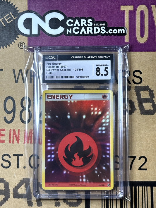 Pokémon (2007) EX Power Keepers 104/108 Fire Energy Holo CGC 8.5 Near Mint+