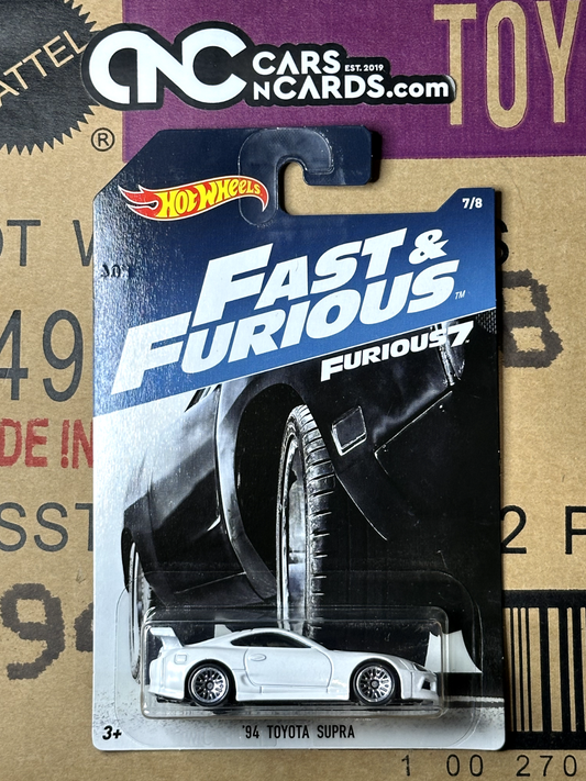 2017 Hot Wheels Fast & Furious Furious 7 '94 Toyota Supra White 7/8
