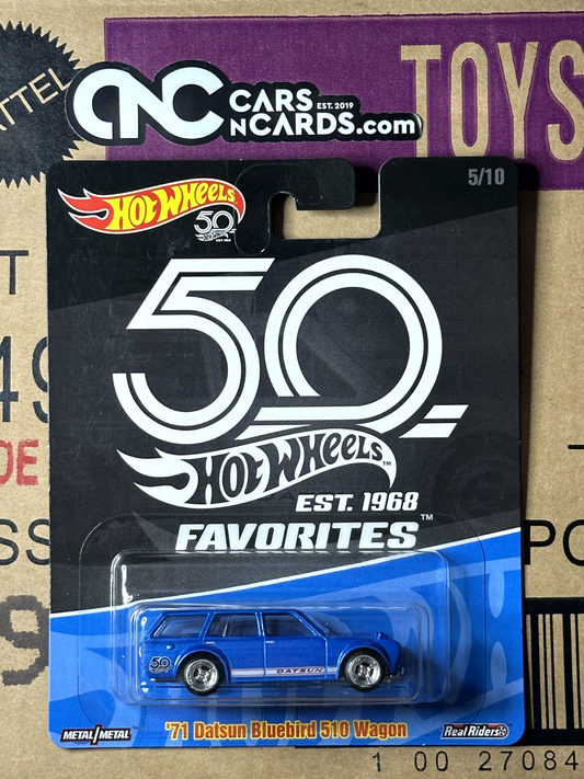 2018 Hot Wheels 50th Anniversary 5/10 '71 Datsun Bluebird 510 Wagon Blue
