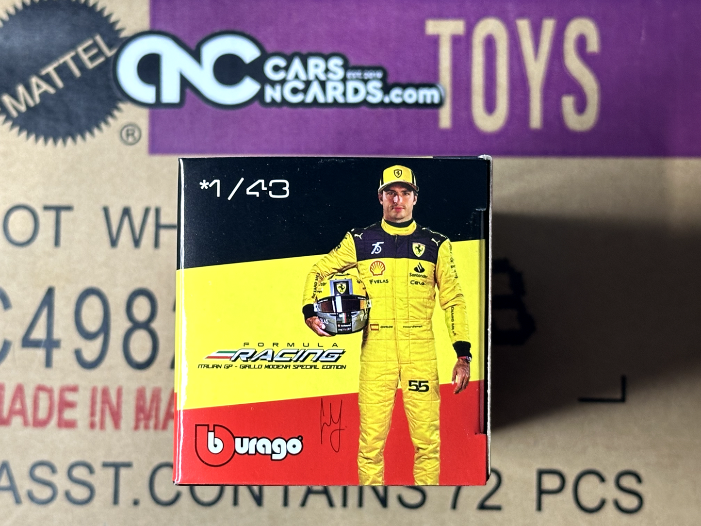 Bburago 1:43 F1-75 Ferrari #55 Monza C.Saintz Formula Racing Italian GP Giallo