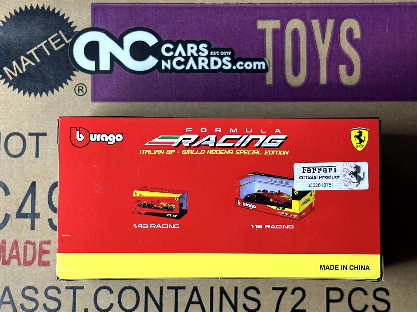 Bburago 1:43 F1-75 Ferrari #55 Monza C.Saintz Formula Racing Italian GP Giallo