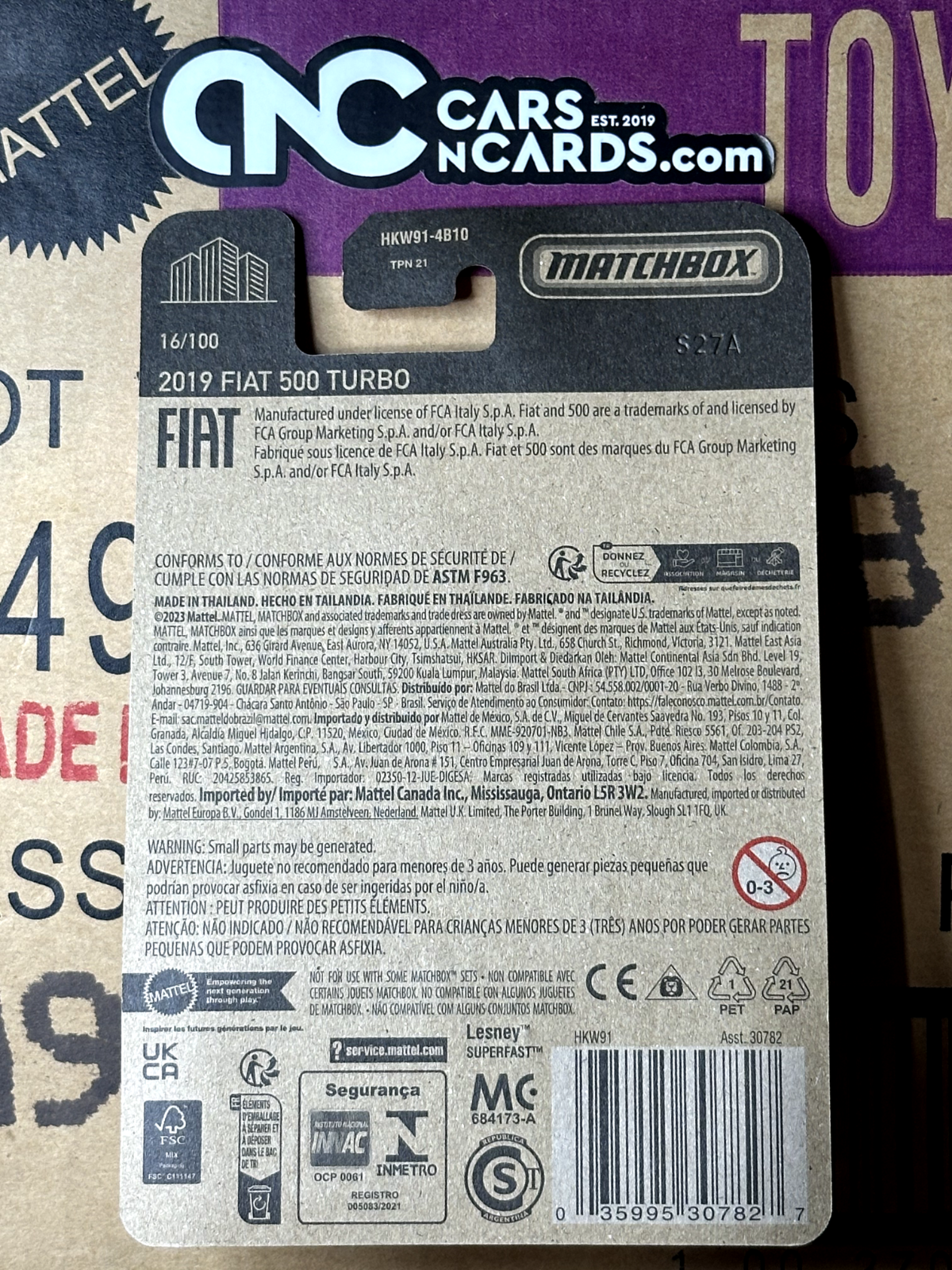 2024 Matchbox 2019 Fiat 500 Turbo Black 16/100