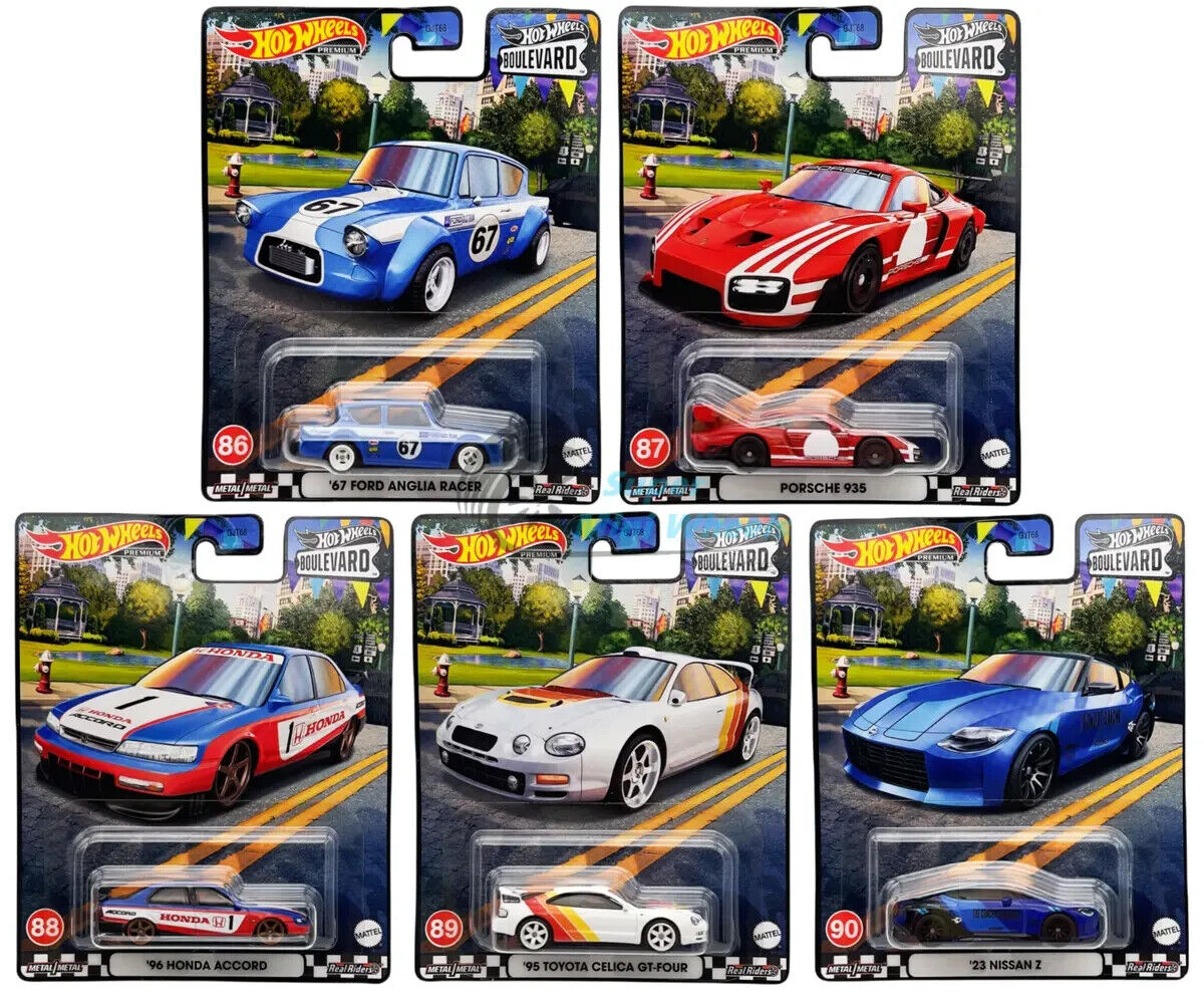 2023 Hot Wheels Premium Boulevard 86-90 Set of 5 Porsche/Honda/Toyota/Nissan Z