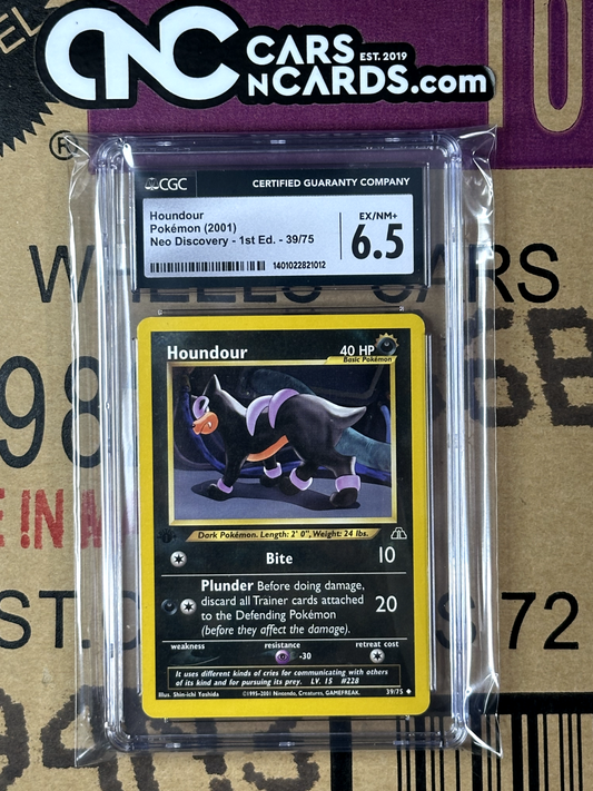 Pokémon (2001) Neo Discovery Houndour 1st Edition 39/75 CGC 6.5 EX/NM+
