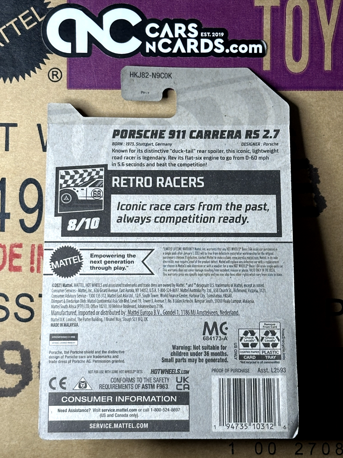 2023 Hot Wheels Retro Racers 8/10 Porsche 911 Carrera RS Orange